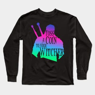 Witcher silhouette: Toss a Coin - retro Long Sleeve T-Shirt